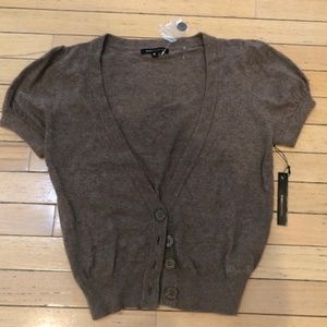 NWT BCBG short sleeve cardigan sweater brown sz. M